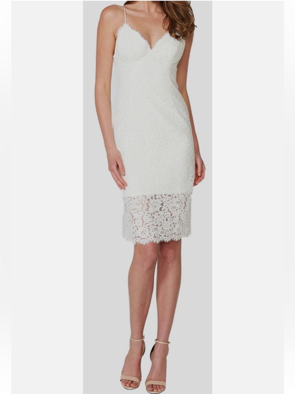 Bardot Ivory Lace Midi Slip Dress